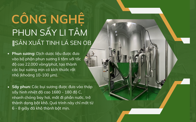 Công nghệ phun sấy ly tâm sản xuất tinh lá sen ob