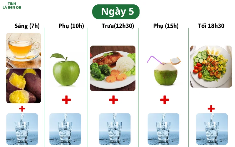 Ngày 5 trong hành trình giảm cân nhanh trong 1 tuần 7kg cho nữ