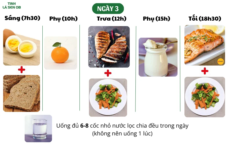 Chế độ ăn ngày 3 giảm cân nhanh trong 1 tuần 5kg cho nữ