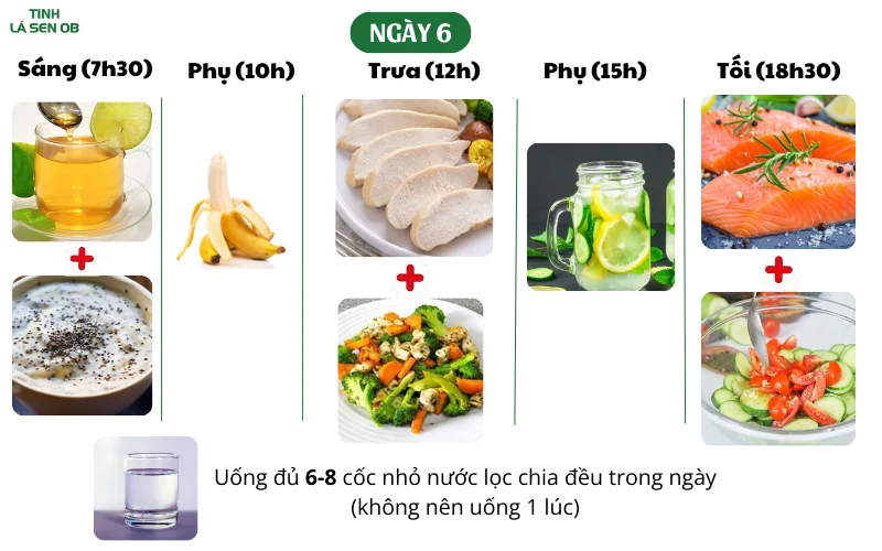 Chế độ ăn ngày 6 giảm cân nhanh trong 1 tuần 5kg cho nữ