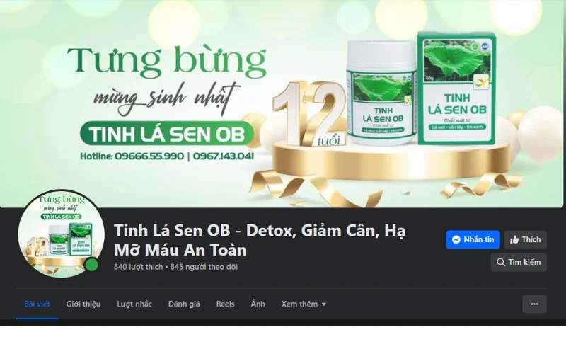 Mua tinh lá sen OB lại fanpage chính hãng 