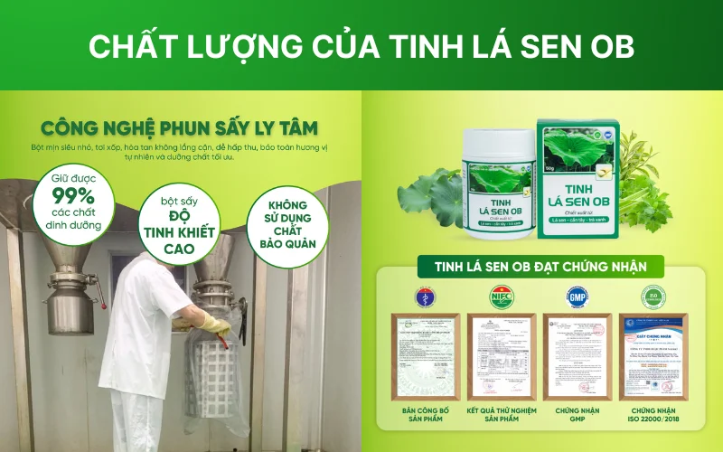 Chất lượng của Tinh lá sen OB đã được công nhận bởi cơ quan chức năng