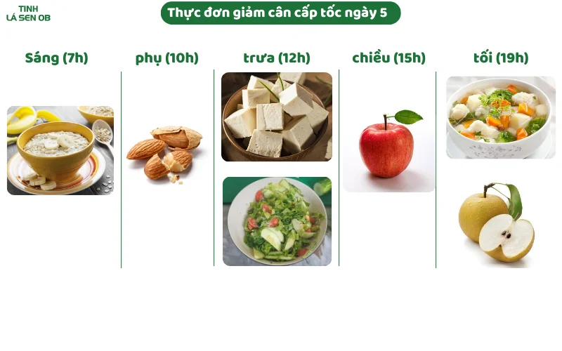 Thực đơn ngày 5 giảm cân cấp tốc trong 7 ngày