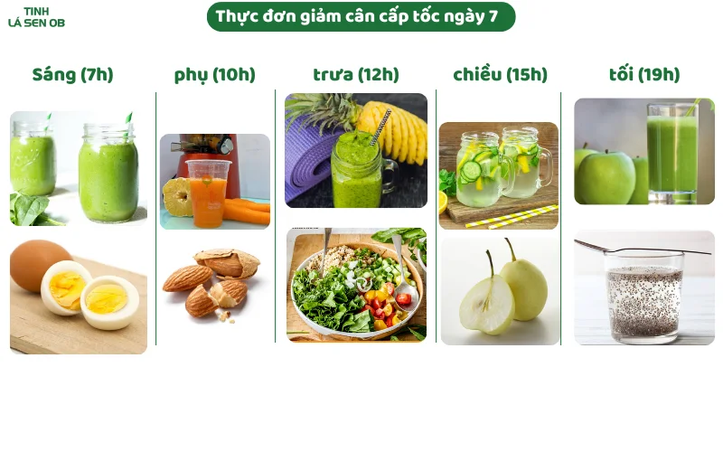 Thực đơn ngày 7 giảm cân cấp tốc trong 7 ngày