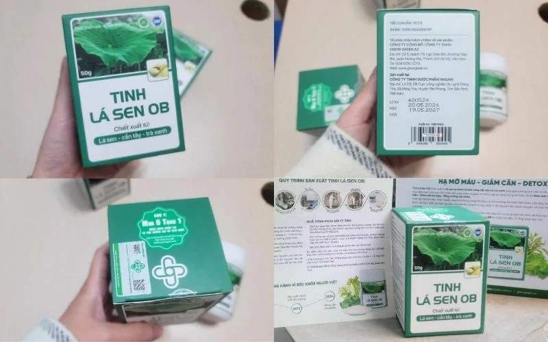 Cách phân biệt tinh lá sen ob chính hãng bằng tem và bao bì